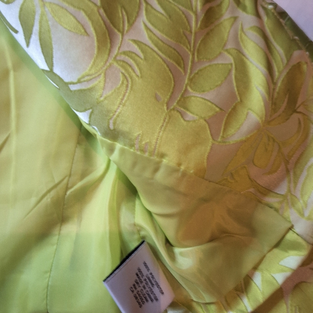 Nipon Boutique Lime Green Jacquard Dress Jacket Set Formal 4 - Picture 11 of 14